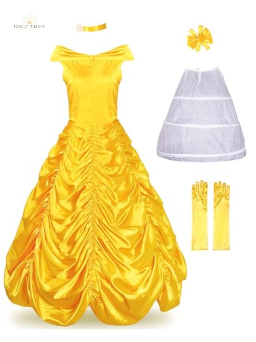 Princess Costume Dress Off Shoulder Halloween Party w/ Gloves
